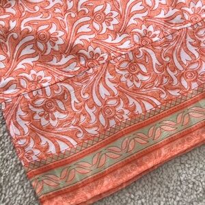 Silky Orange & White Pattern Scarf EUC
